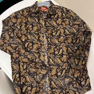 Gold and black paisley dress shirt